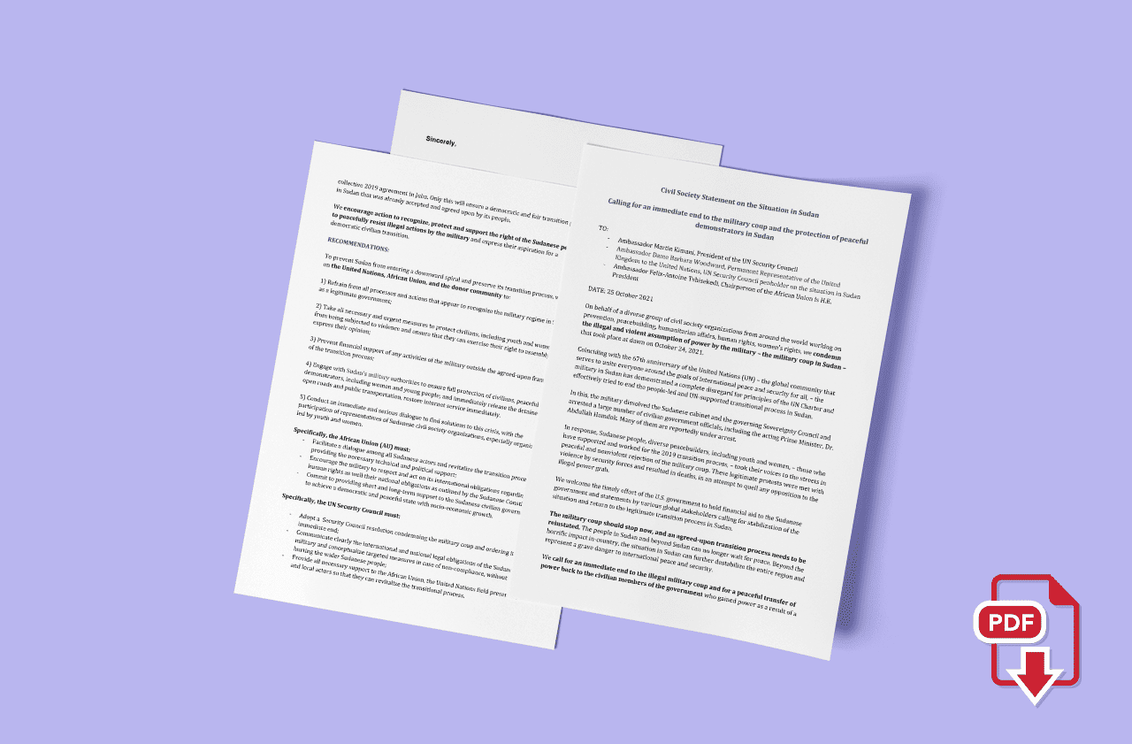 Civil Society Statement on the Situation in Sudan