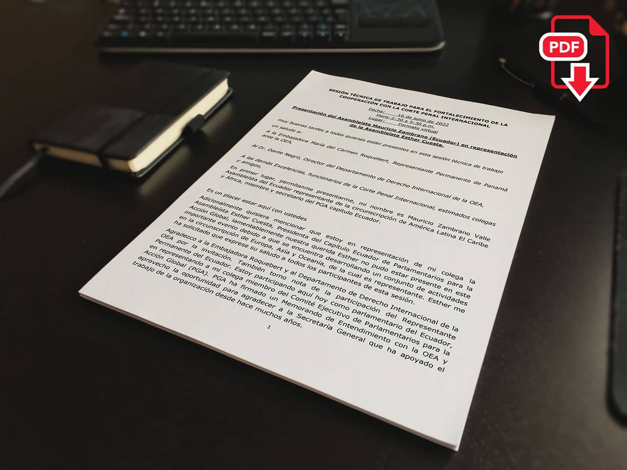 Presentation by Asambleísta Mauricio Zambrano (Ecuador)