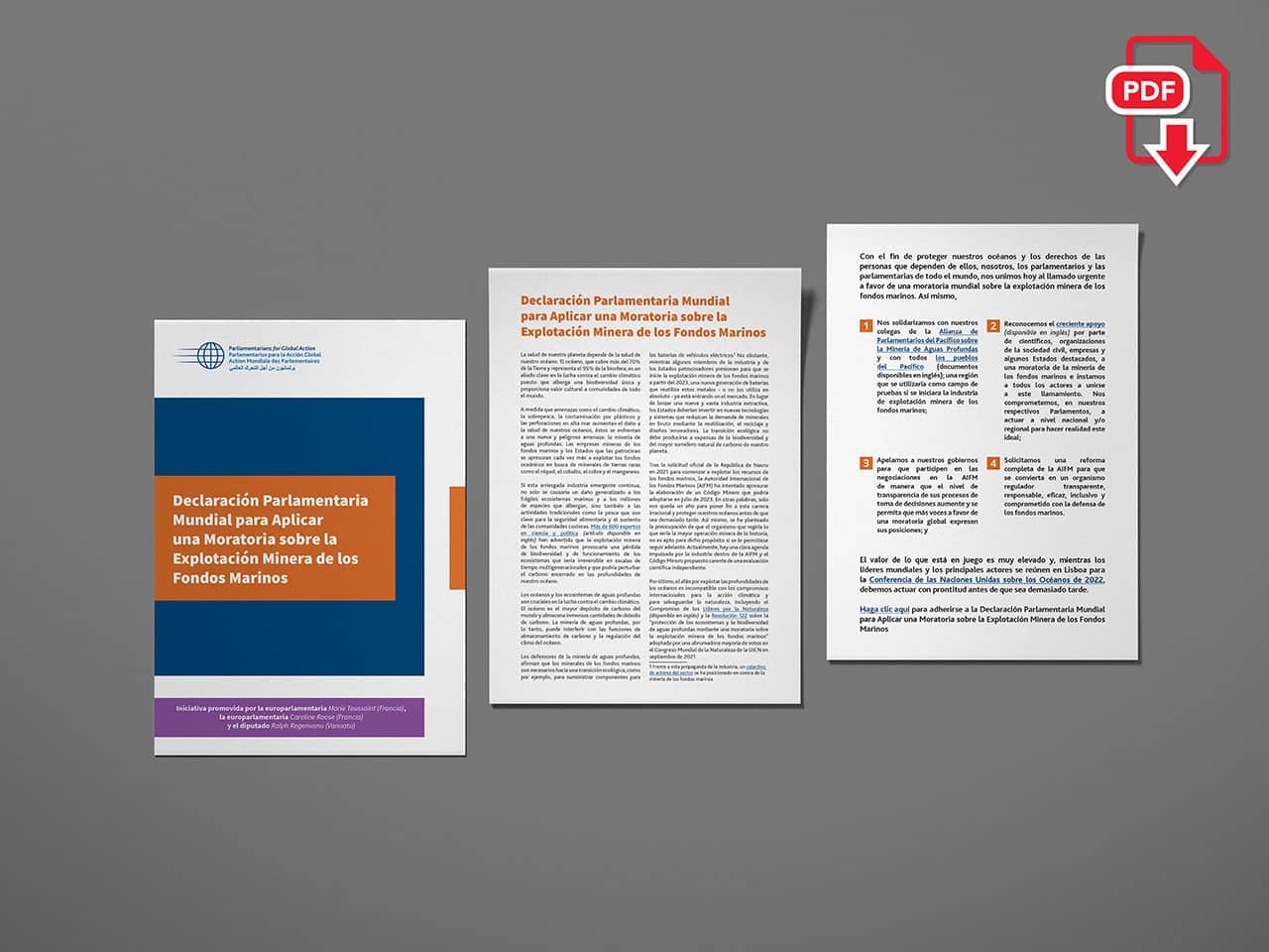 Declaración Parlamentaria Mundial para Aplicar una Moratoria sobre la Explotación Minera de los Fondos Marinos