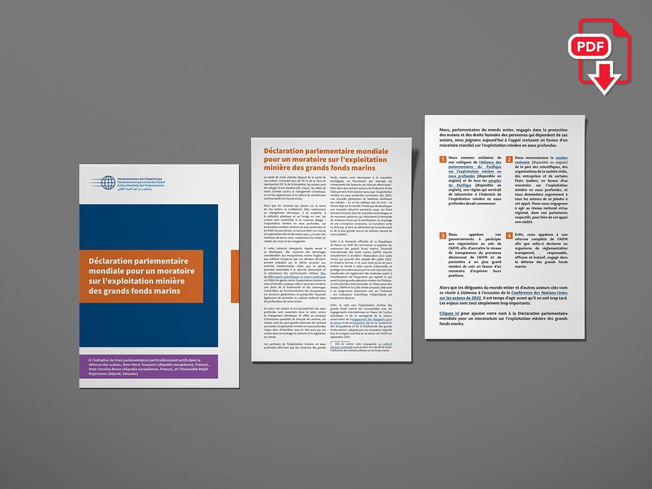 Déclaration parlementaire mondiale pour un moratoire sur l’exploitation minière des grands fonds marins