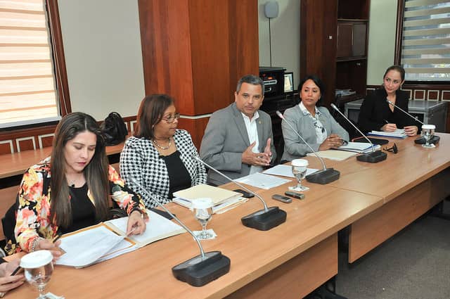 Photo: Luis E. Gonzalez: From left to right: Dip. Jenny Alvarez (Chile), Dip. Magda Rodriguez, Dip. Fidel Santana, Ms. Desiree de Sousa-Croes, MP (Aruba), and Ms. Monica Adame, GEP Program Director.