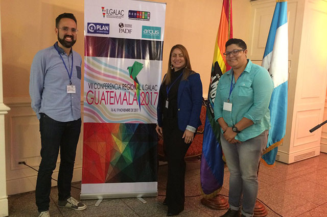 (l-r): Mr. Alex Roche, Program Officer of PGA’s SOGI Campaign, PGA member Dip. Gloria Reyes from the Dominican Republic, and Dominican civil society representative Ms. Rosanna Marzan, Executive Director of the NGO Diversidad Dominicana.