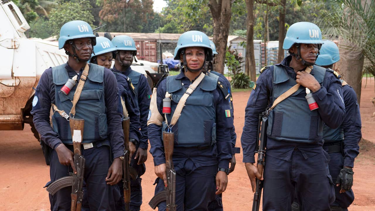 MINUSCA peacekeepers patrol the enclave of PK5 in Bangui. UN Photo/Eskinder Debebe.