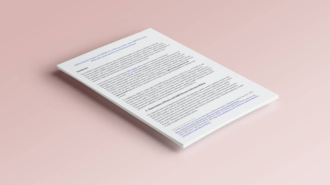 Addressing the Impact of COVID-19 on Women, Girls and LGBTI Persons: Policy Recommendations for Parliamentarians