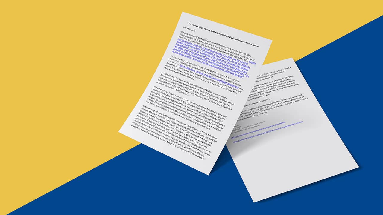 Ha llegado el Momento de Adoptar un Tratado sobre la Prohibición de las Armas Totalmente Autónomas