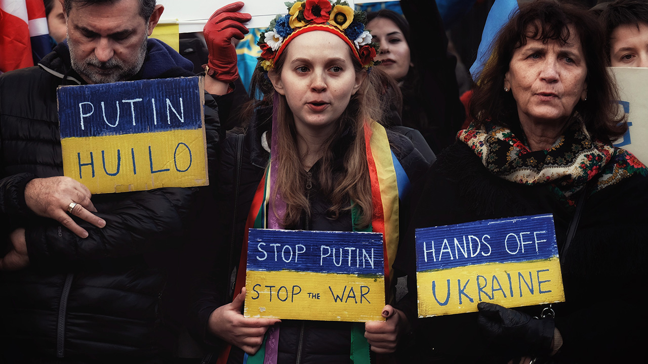 "No to War in Ukraine - 28" by garryknight is marked with CC0 1.0. To view the terms, visit https://creativecommons.org/publicdomain/zero/1.0/?ref=openverse.