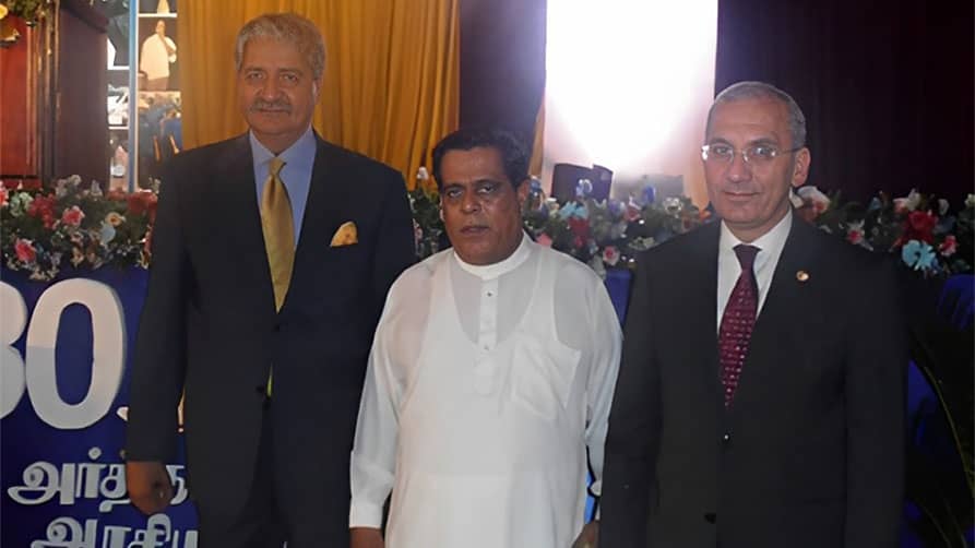 Hon. Naveep Qamar, MP (Pakistan), Hon. Nimal Siripala de Silva, MP (Sri Lanka) and Hon. Yusuf Ziya İrbeç at The Bandaranaike Memorial International Conference Hall in Colombo, Sri Lanka.