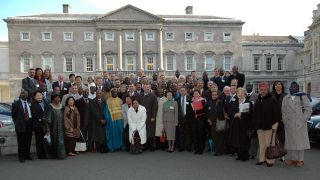Participants to PGAs 27th Annual Forum on Migration, Immigration and Integration in front of Leinster House, Dublin, Ireland (November 2005)