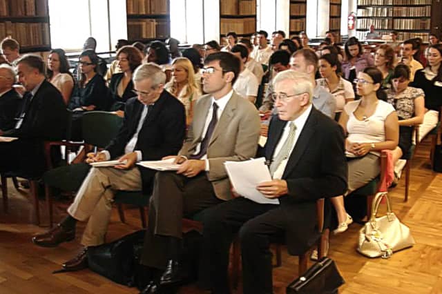 Prof. Otto Triffterer with Dr. DonatCattin, Chris Hall, Moreno Ocampo at Salzburg Law School 2008